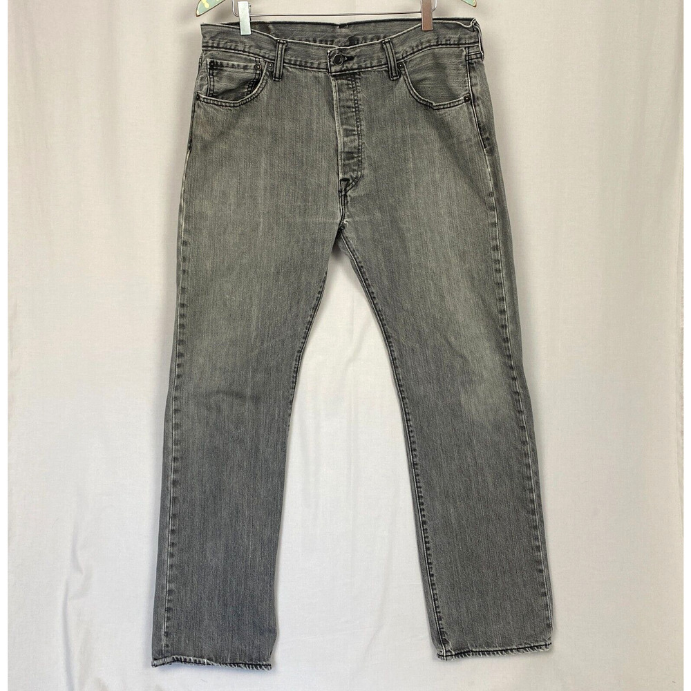 Levis 501 Jeans Mens 36x32 Gray Button Fly 100% Cotton